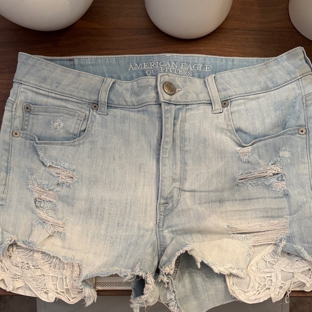 American Eagle Outfitters Light Wash Ripped Jean Shorts